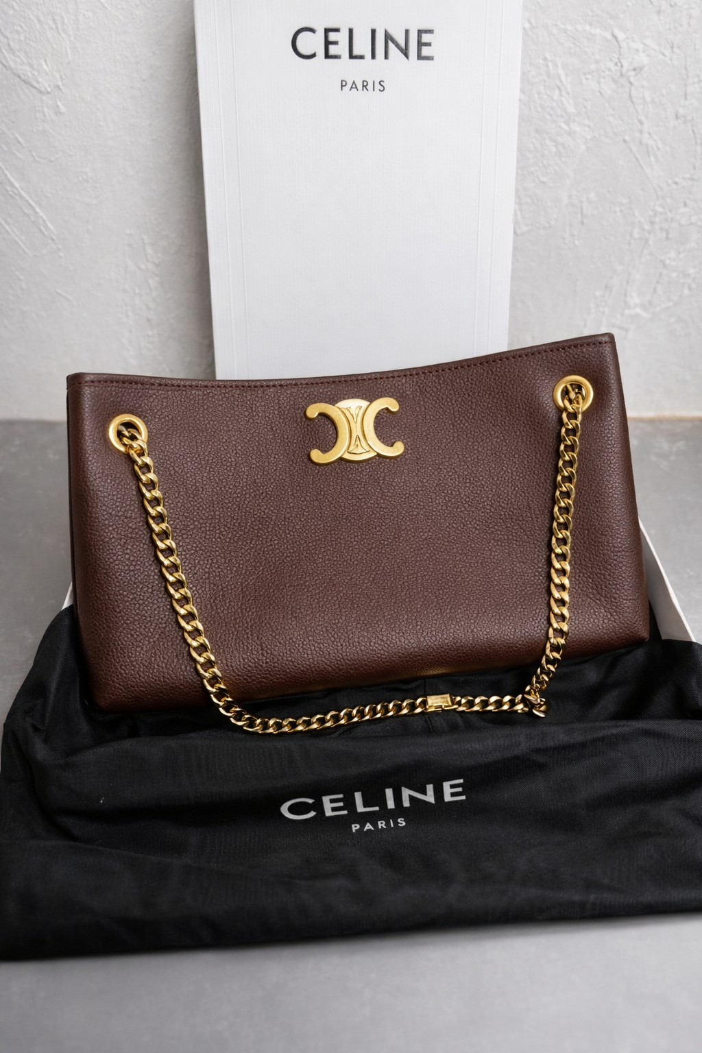 Celine Leather Chain Shoulder Bag