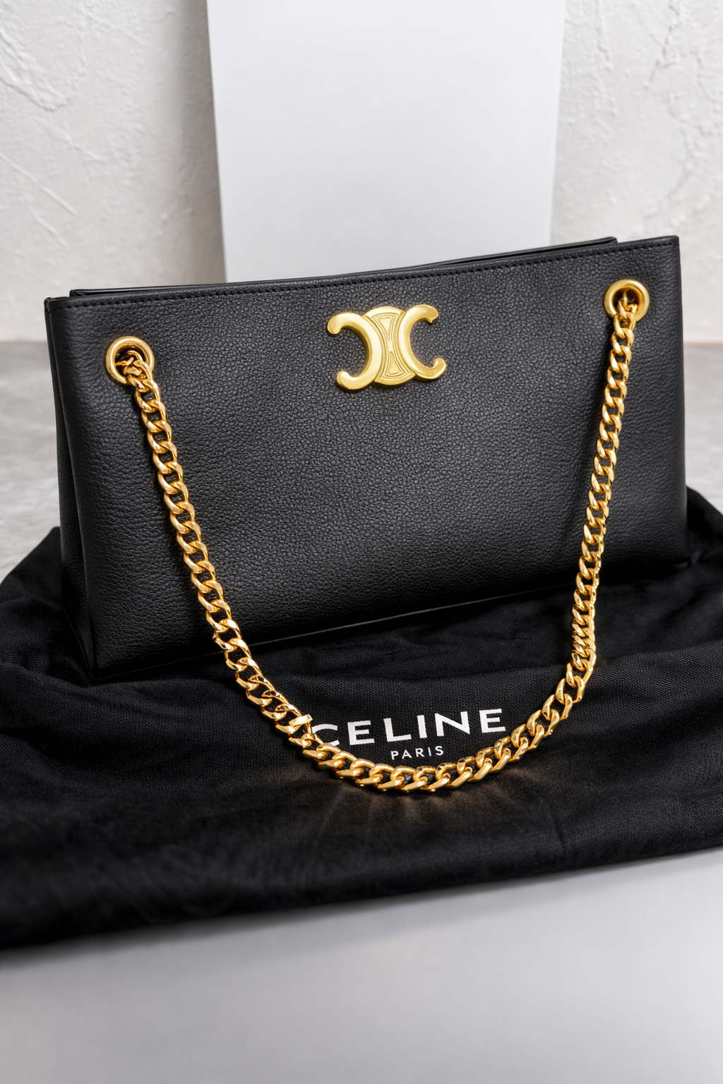 Celine Leather Chain Shoulder Bag