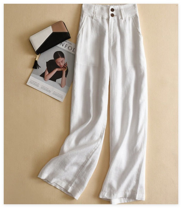 HighWaist Linen Pantalona