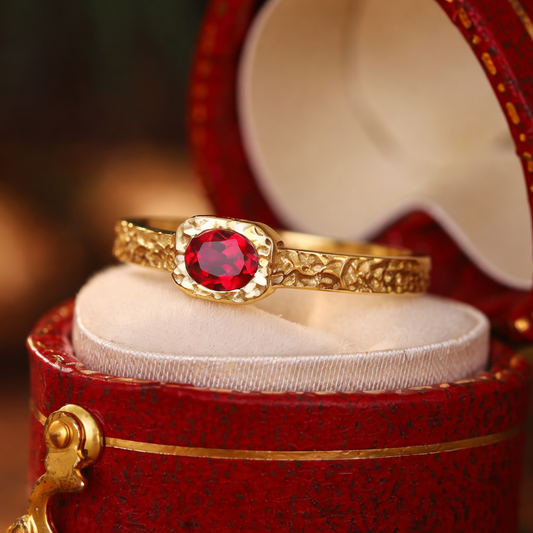 Pigeon Blood Gemstone Plated Sterling Ring