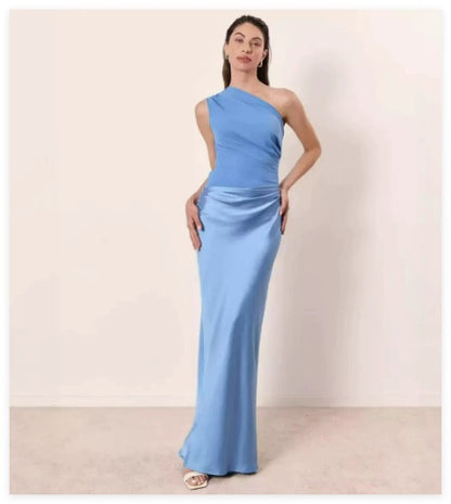 Maxi Satin One Shoulder Gown
