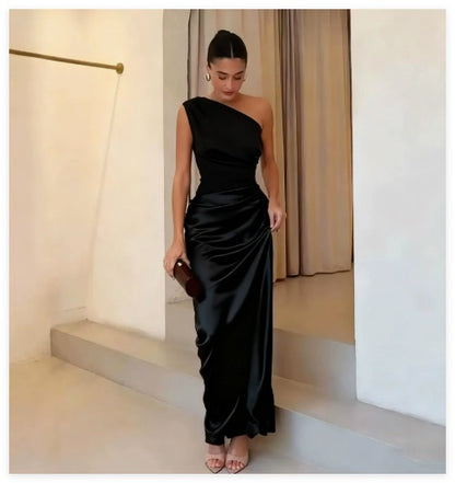 Maxi Satin One Shoulder Gown