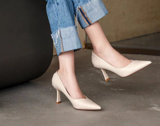 Classic Leather Pointed High Heel Pumps